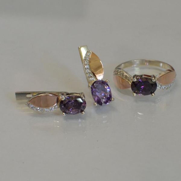 Срібний набір з золотими напайками