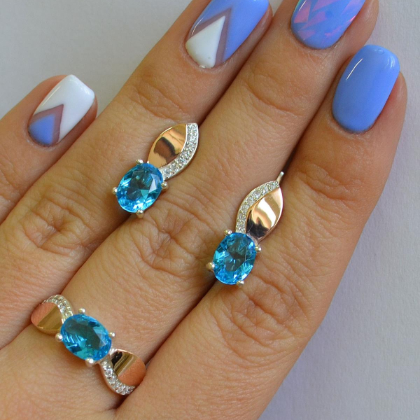 Срібний набір з золотими напайками