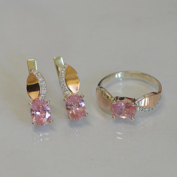 Срібний набір з золотими напайками