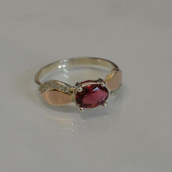 Срібна каблучка з пластинами із золота