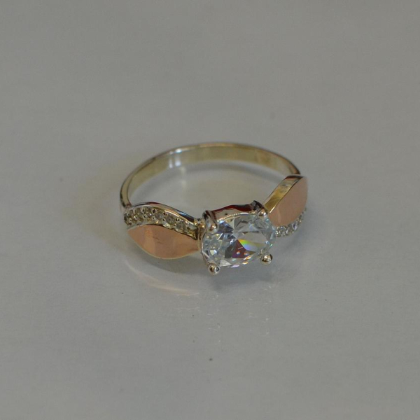 Срібна каблучка з пластинами із золота