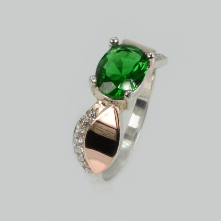 Срібна каблучка з пластинами із золота