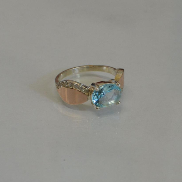 Срібна каблучка з пластинами із золота