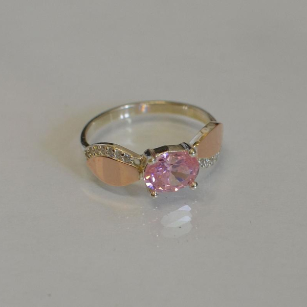 Срібна каблучка з пластинами із золота