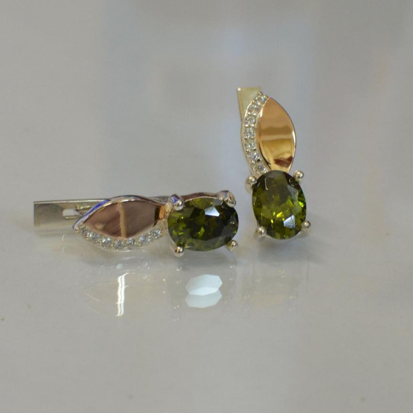 Срібні сережки з золотими вставками