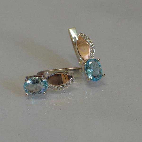 Срібні сережки з золотими вставками