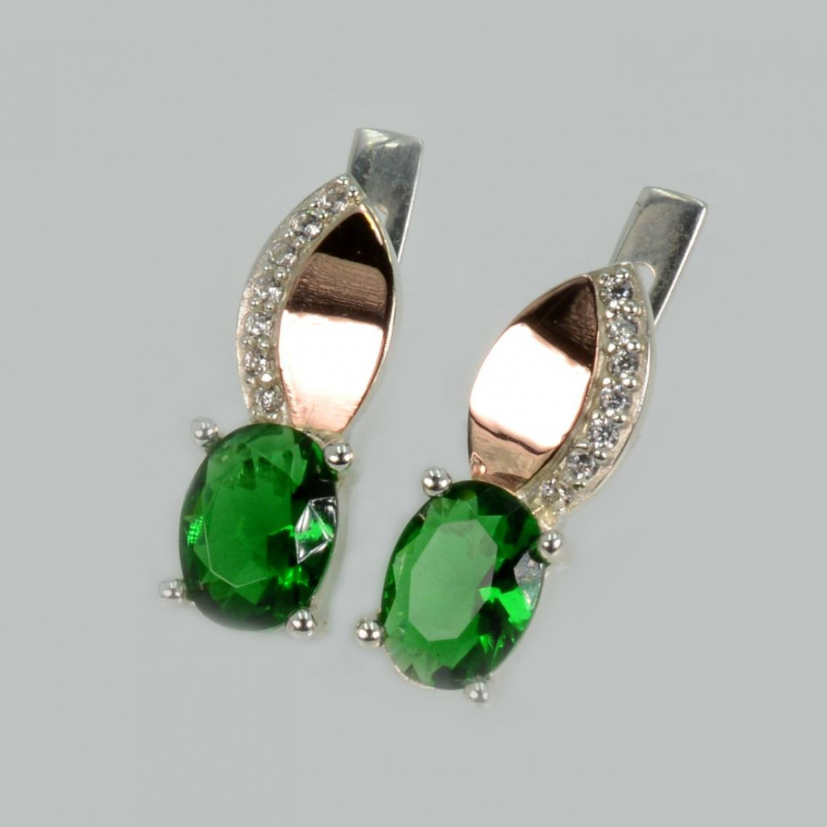 Срібні сережки з золотими вставками