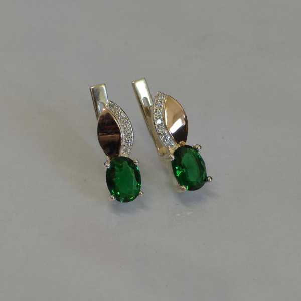 Срібні сережки з золотими вставками