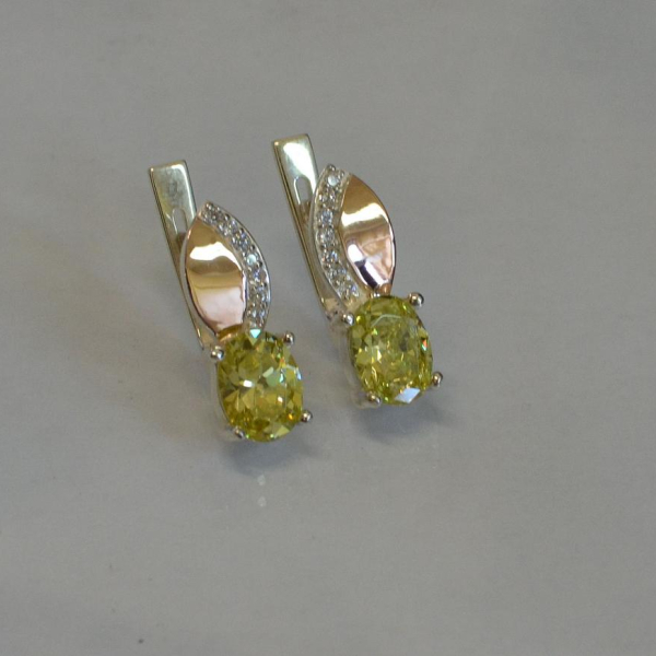 Срібні сережки з золотими вставками