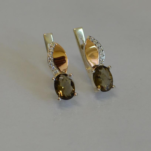 Срібні сережки з золотими вставками