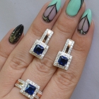 Срібний набір із золотими вставками