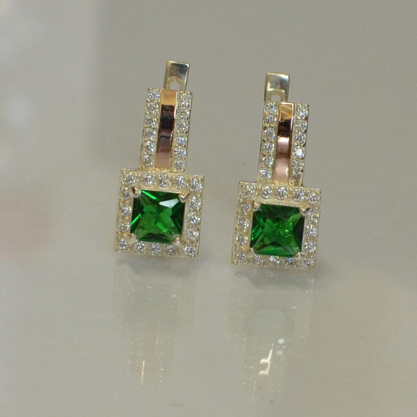 Срібні сережки з напайками із золота