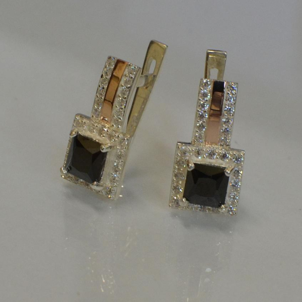 Срібні сережки з напайками із золота