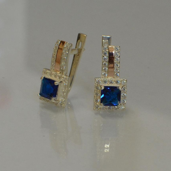 Срібні сережки з напайками із золота