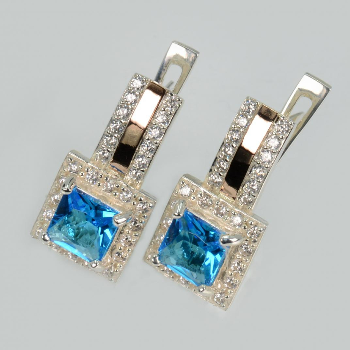 Срібні сережки з напайками із золота