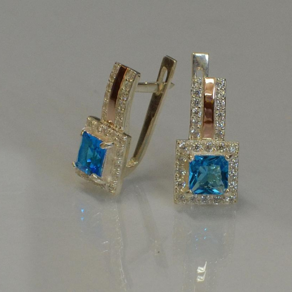 Срібні сережки з напайками із золота