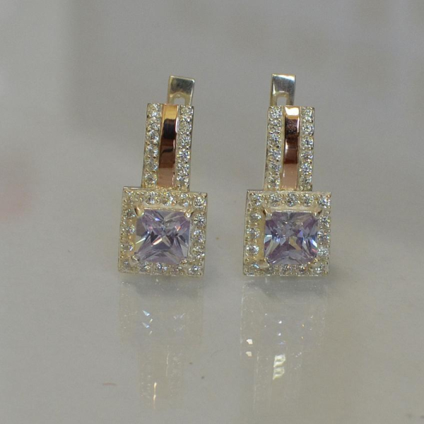 Срібні сережки з напайками із золота