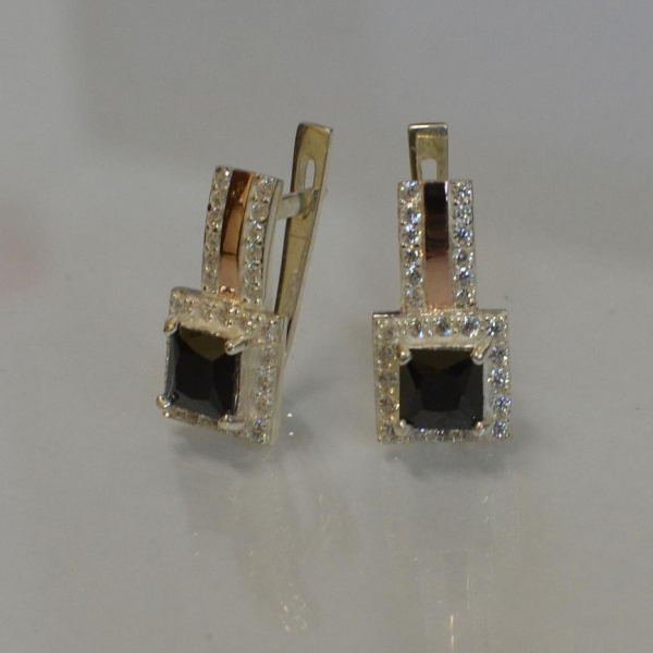 Срібні сережки з напайками із золота