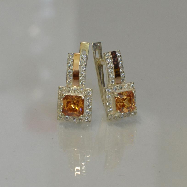 Срібні сережки з напайками із золота