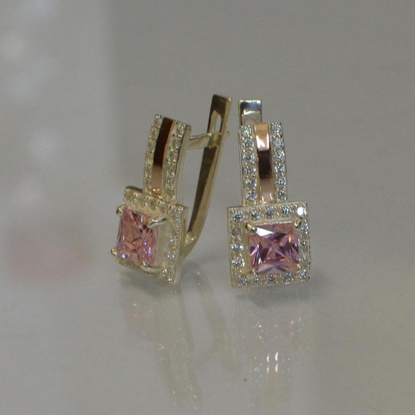 Срібні сережки з напайками із золота