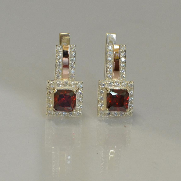 Срібні сережки з напайками із золота