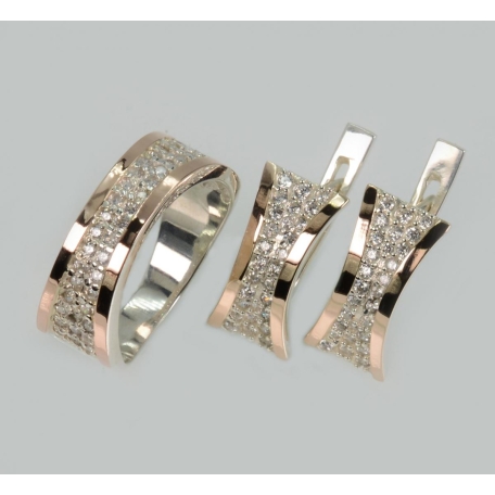 Серебряный гарнитур со вставками из золота