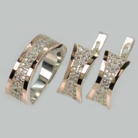 Срібний комплект з золотими вставками