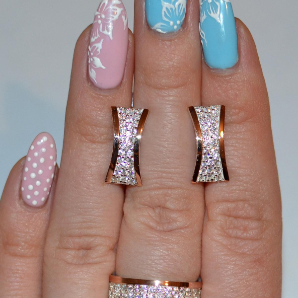 Срібний гарнітур зі вставками з золота