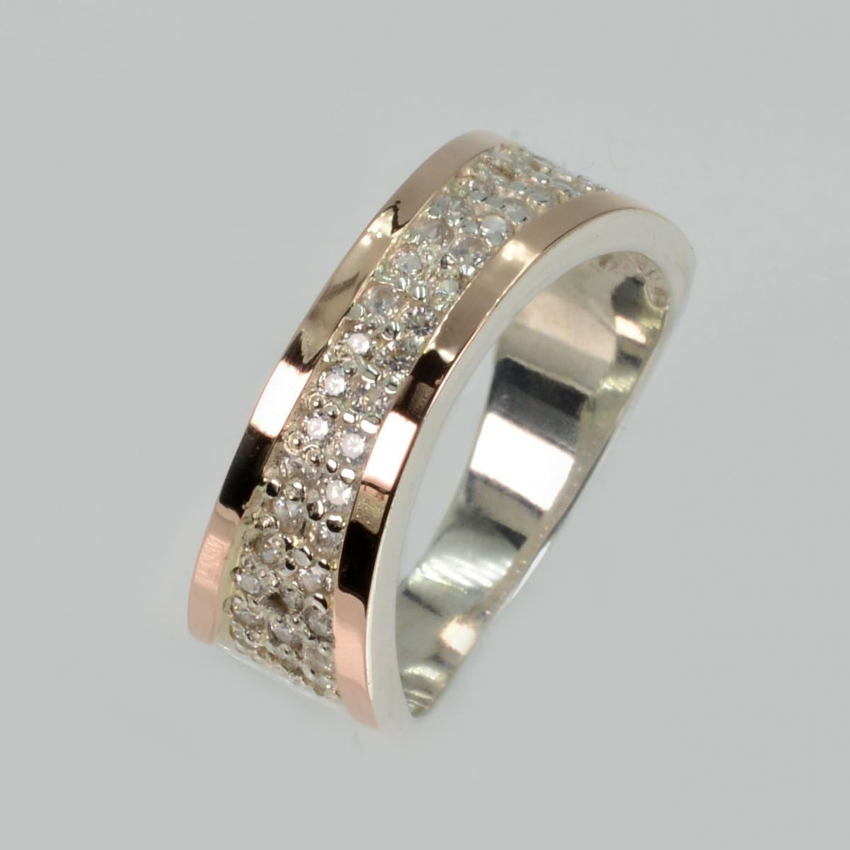 Срібна каблучка з накладками з золота