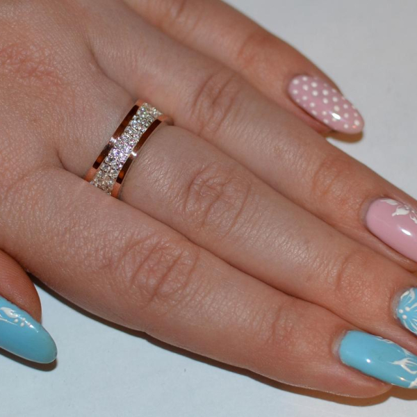 Срібна каблучка з накладками з золота