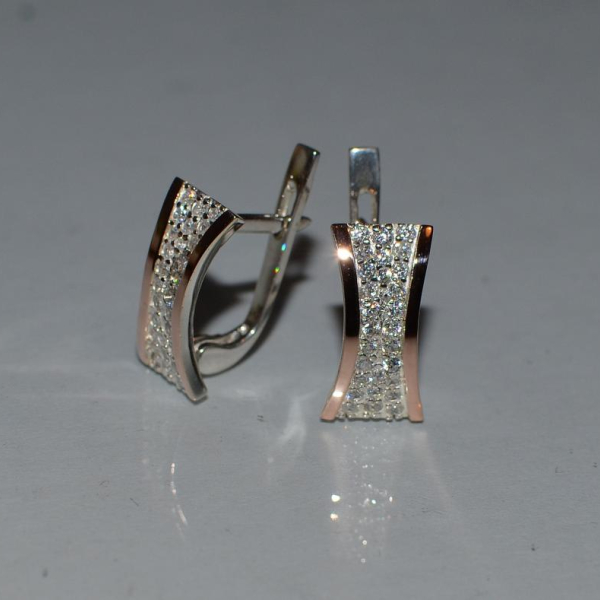 Срібні сережки з золотими пластинами