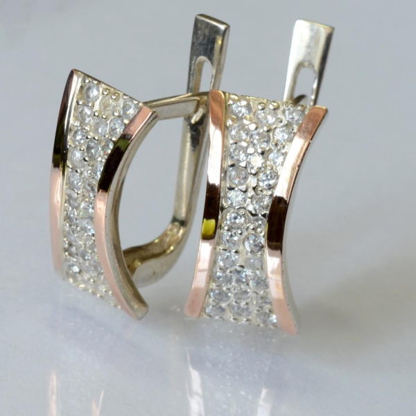 Срібні сережки з золотими пластинами