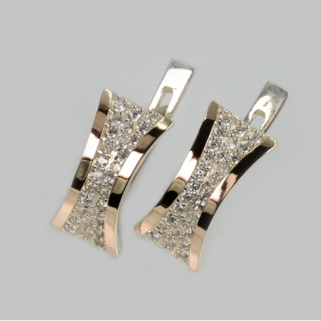 Срібні сережки з золотими пластинами