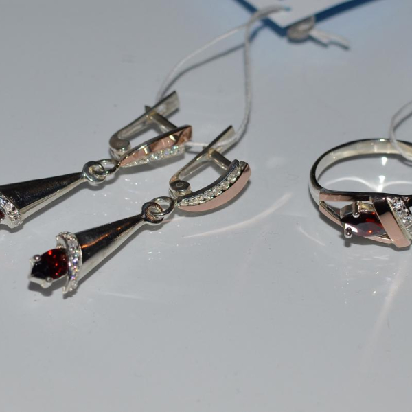 Срібний комплект з золотими накладками