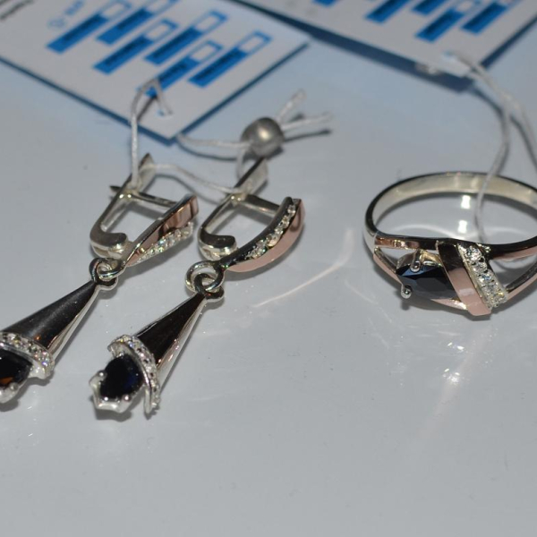 Срібний комплект з золотими накладками