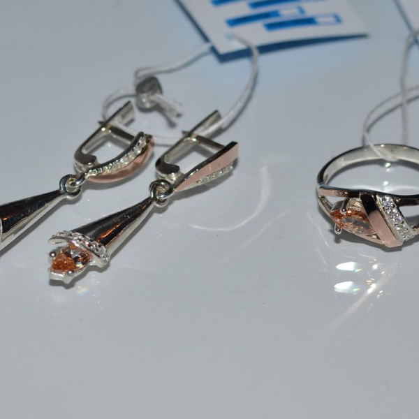 Срібний комплект з золотими накладками