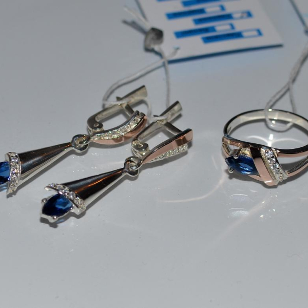 Срібний комплект з золотими накладками