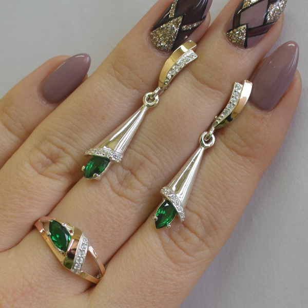 Срібний комплект з золотими накладками