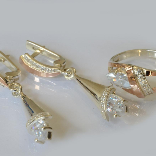 Срібний комплект з золотими накладками