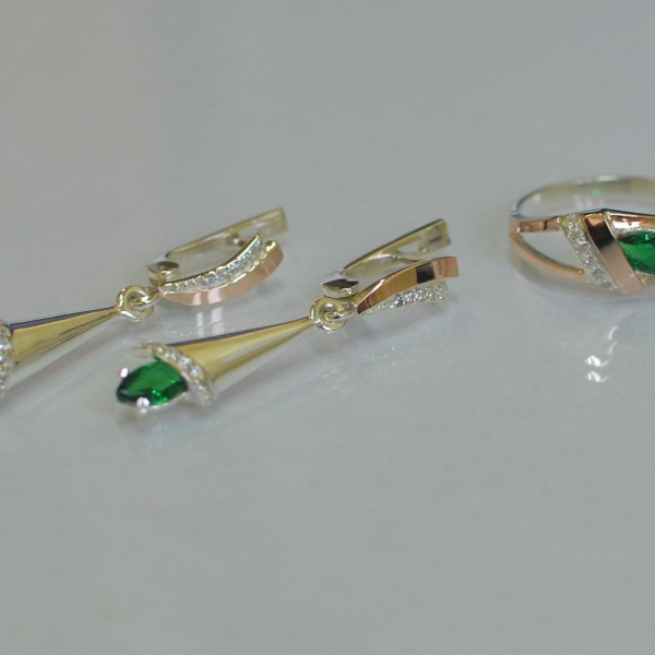 Срібний комплект з золотими накладками