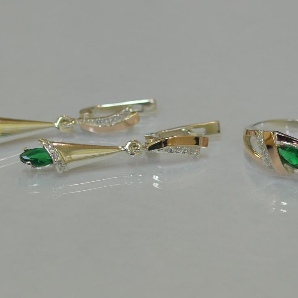 Срібний комплект з золотими накладками