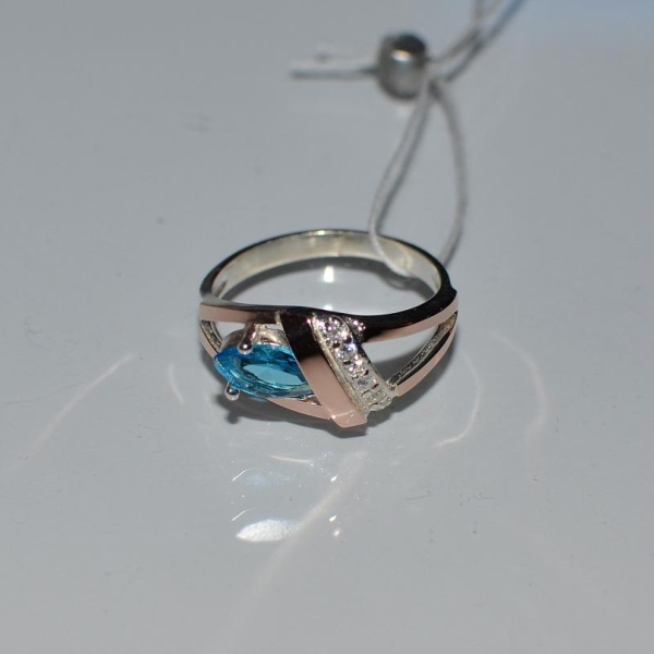 Срібна каблучка  зі вставками з золота