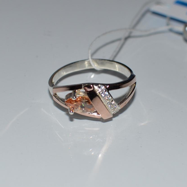 Срібна каблучка  зі вставками з золота