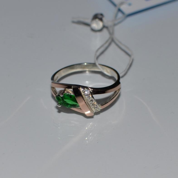 Срібна каблучка  зі вставками з золота