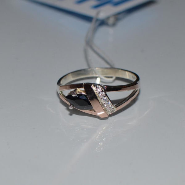 Срібна каблучка  зі вставками з золота