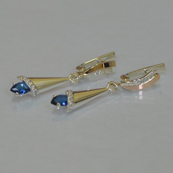 Срібні сережки з золотими напайками