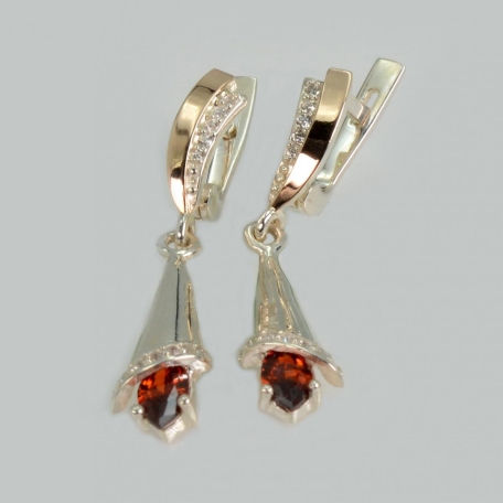 Срібні сережки з золотими напайками