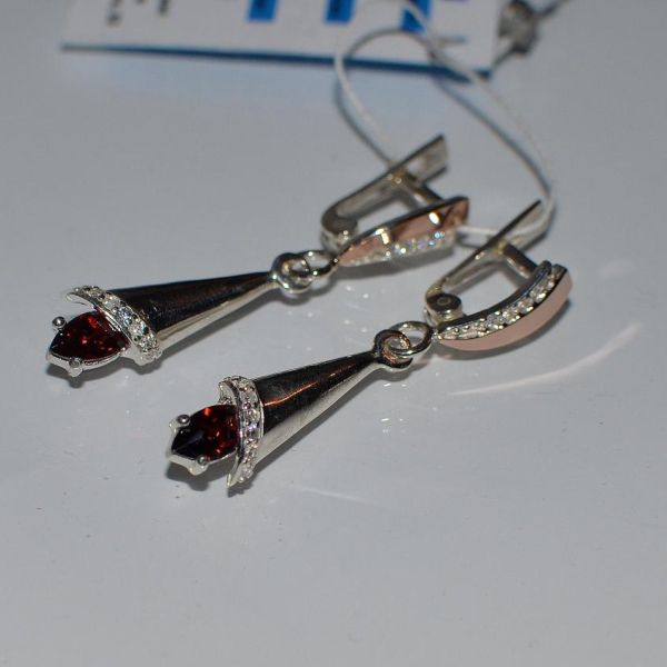 Срібні сережки з золотими напайками