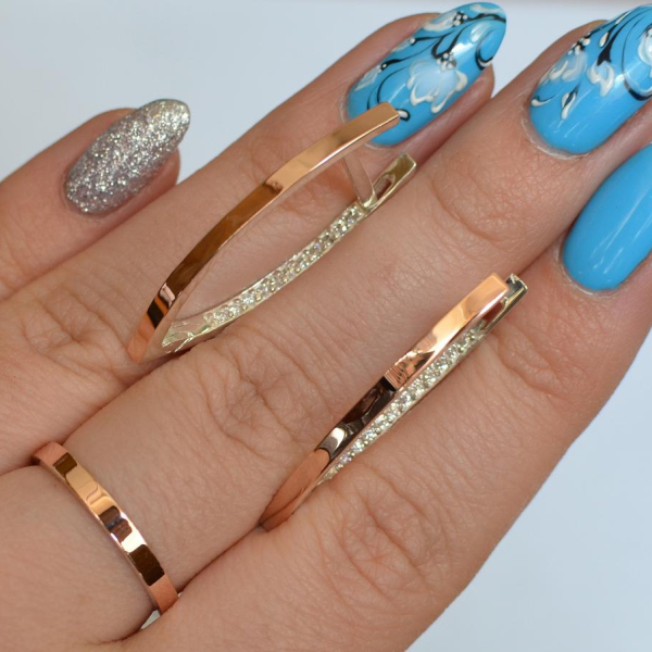 Срібний набір зі вставками з золота