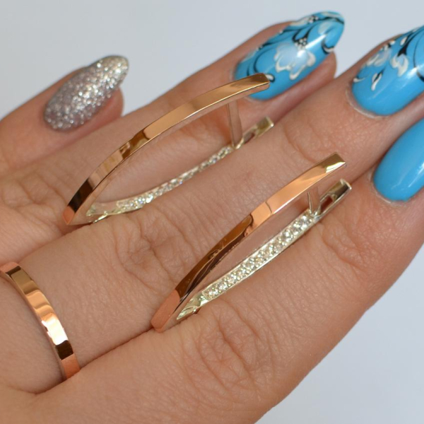 Срібний набір зі вставками з золота